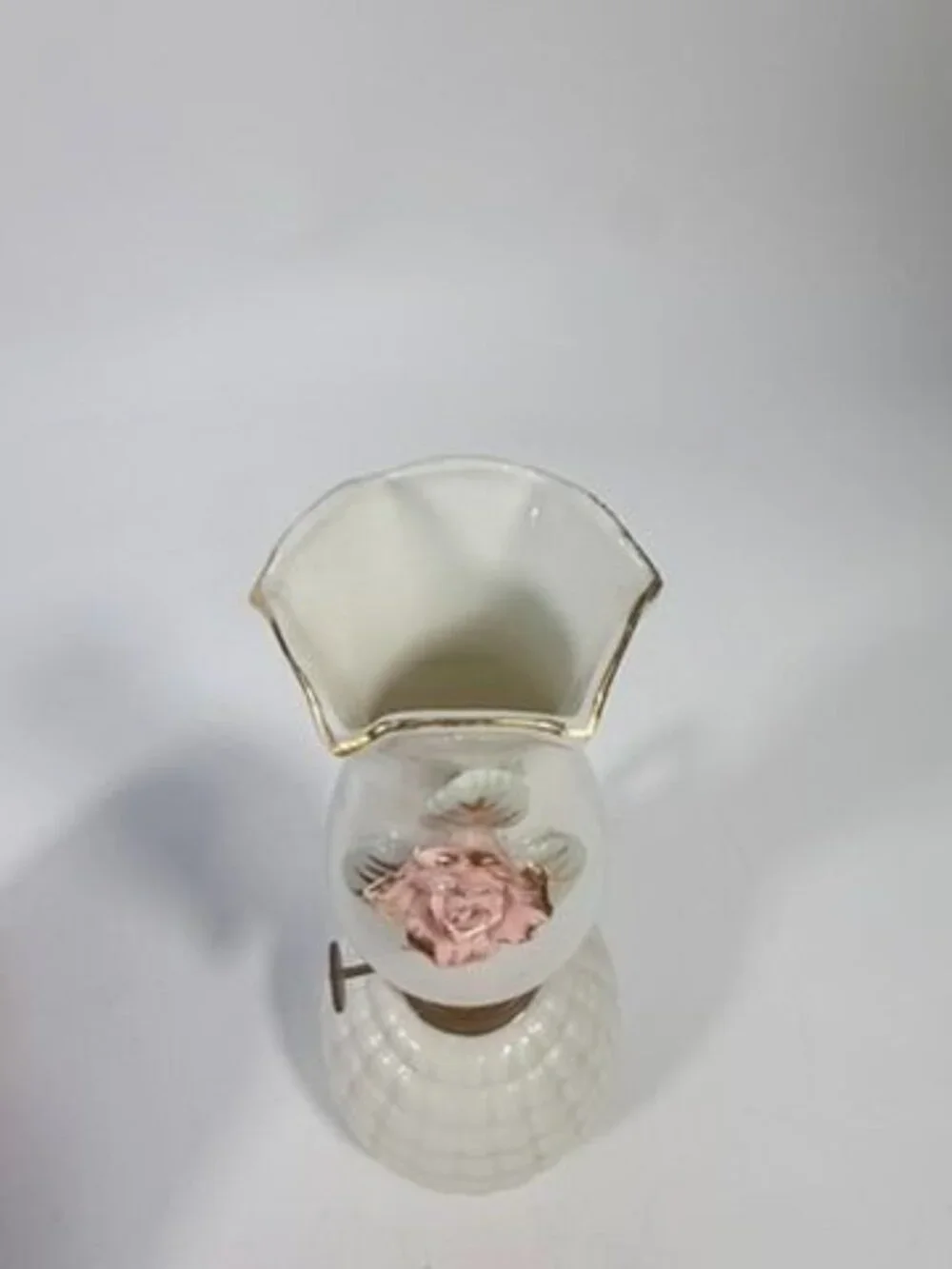 Mini Finger Oil Lamp Porcelain Ceramic Raised Rose Shade Chimney Vintage Home De - Picture 11 of 16